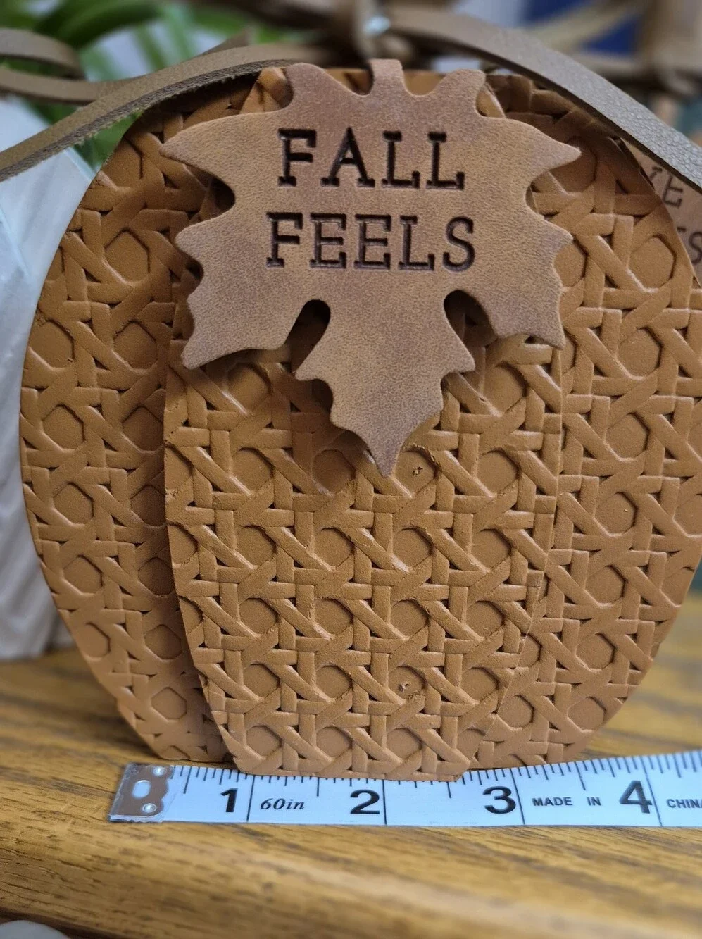 Fall Pumpkin Trio Wooden Home Decor - Green, Orange & White. NEW WITH TAGS!! - Picture 6 of 7